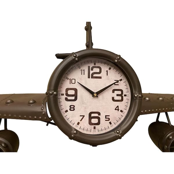 Peterson Artwares Metal Medium Rusty Vintage Fighter Jet Wall Clock