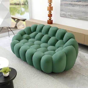 49.2 in. Roche Bubble Armless 78.7 in. 3D Knitted Fabric Curved Sectional Sofa Floor Loveseat for Apartment in Green