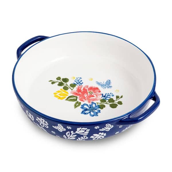 LAIFUCAM 1-Piece Set Round Ceramic Deep Dish Pie Plate Porcelain Non-Stick Bakeware Pan Oven Microwave Dishwasher Safe