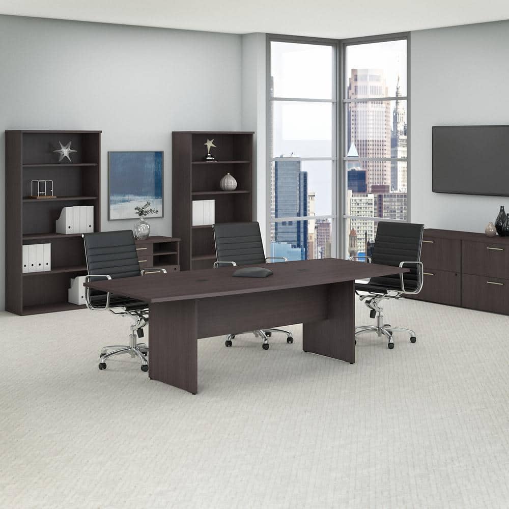 Storm Gray 96" Engineered Wood Boat Shaped Conference Table