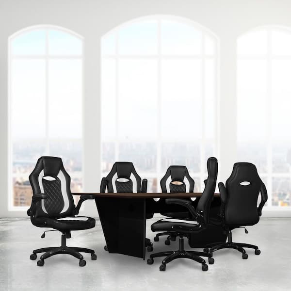 Array 96 in. Neo Walnut/ Black Conference Table Desk with Power Data Grommet