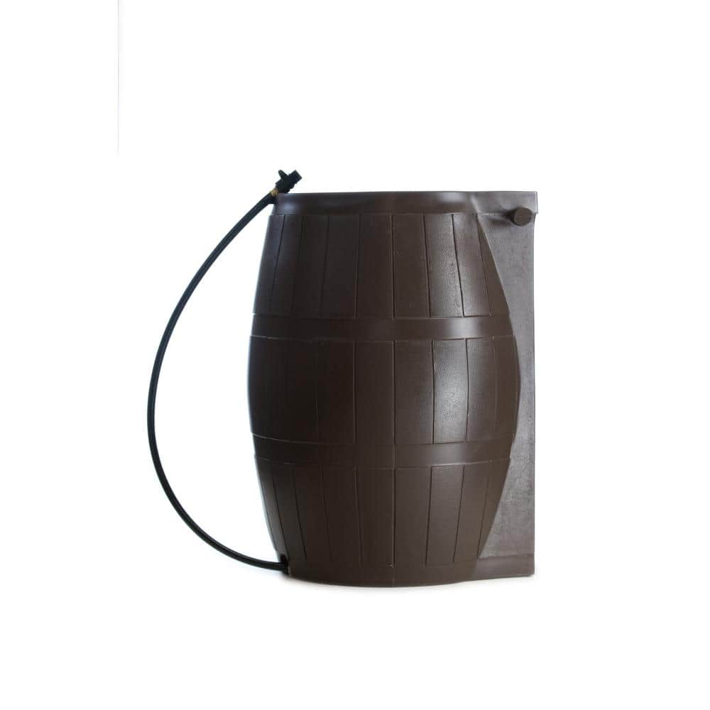 Brown 50 Gallon Recycled Plastic Rain Barrel with Hose