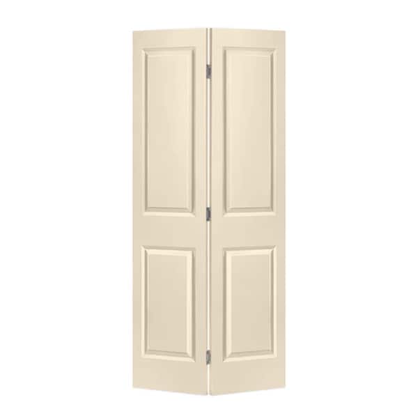 CALHOME 24 in. x 80 in. 2 Panel Beige Painted MDF Composite Hollow Core Bi-Fold Closet Door with Hardware Kit