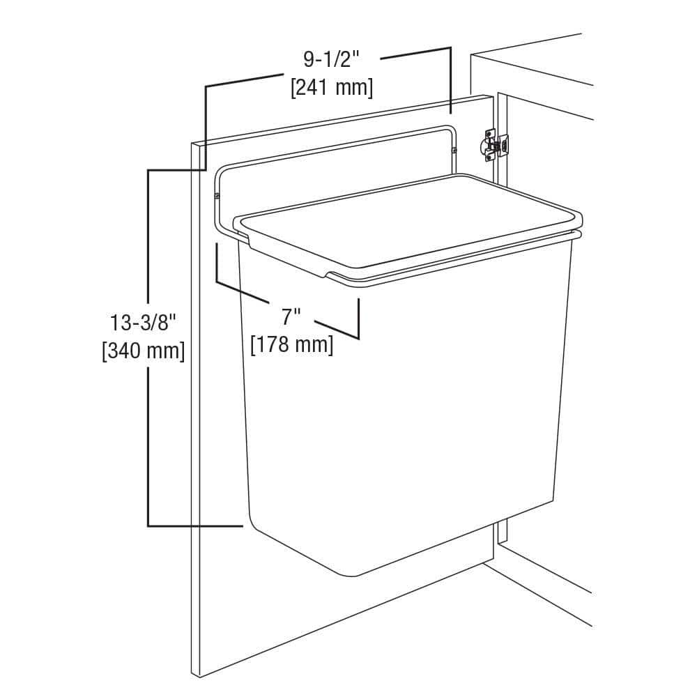 White Plastic Pull-Out Kitchen Waste Bin, 2.25 Gallons