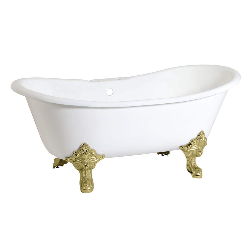 Kingston Brass Aqua Eden 67 in. L Cast Iron Double Slipper Clawfoot ...
