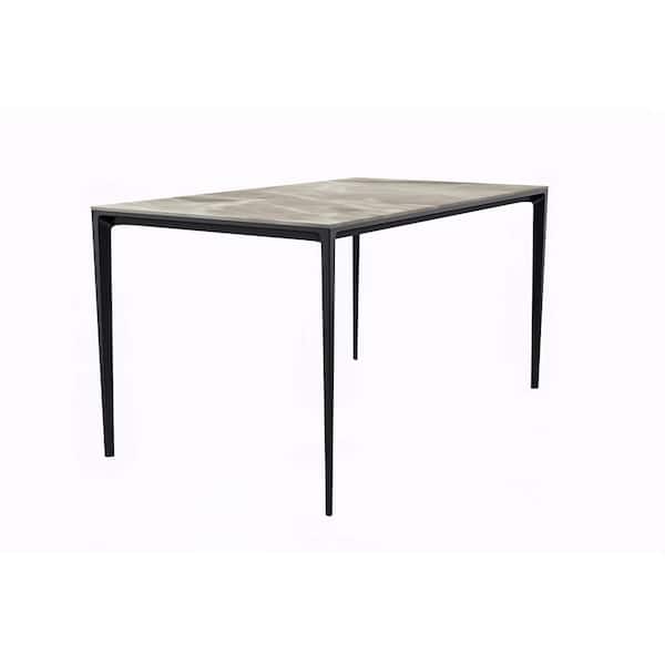 Avo Modern Deep Grey Rectangular Sintered Stone Tabletop 62 in. 4 Legs Stainless Steel Dining Table Seats 8