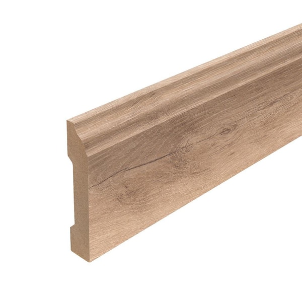 King's Cottage 0.62 in. T x 3.3 in. W x 94.5 in. L Textured Wood Look Laminate Moulding/Trim Base Molding