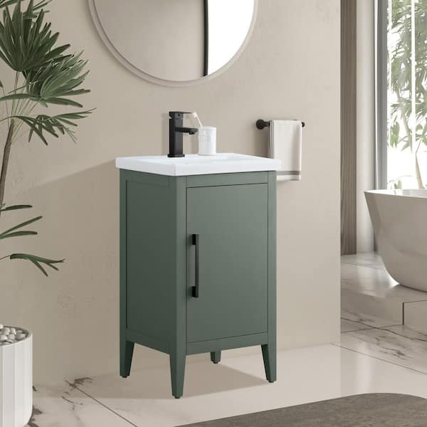 20 in. W x 15.8 in D x 34 in. H Single Sink Bathroom Vanity Cabinet in Vintage Green with Ceramic Top