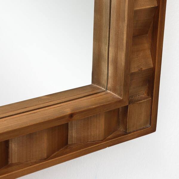 LuxenHome Natural Wood Frame Arch Rectangle Wall Mirror, 18.5 in