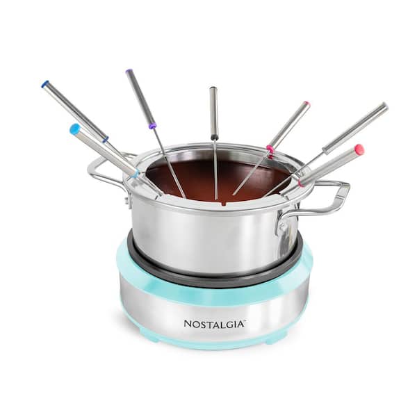 8-Cup Fondue Pot with 6-Fondue Forks, Aqua