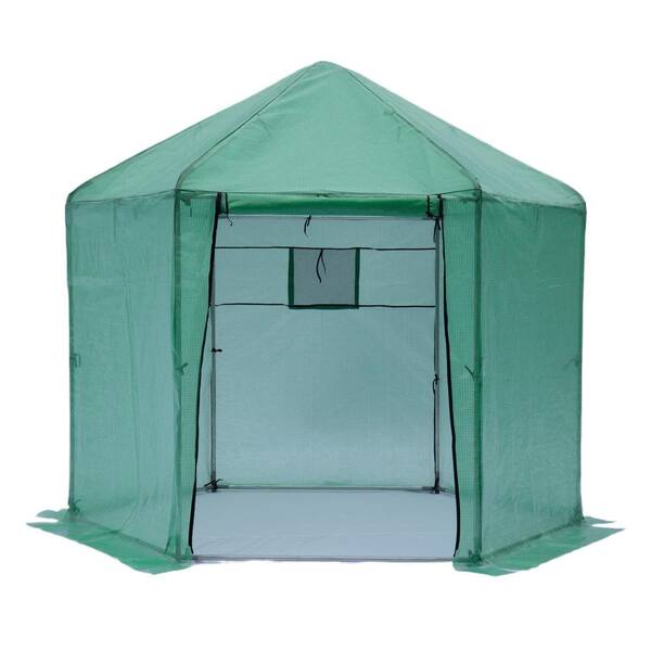 Unbranded 110 in. W x 110 in. D x 97 in. H Walk-In Greenhouse Reinforced Frame Heavy-Duty Plastic Greenhouse
