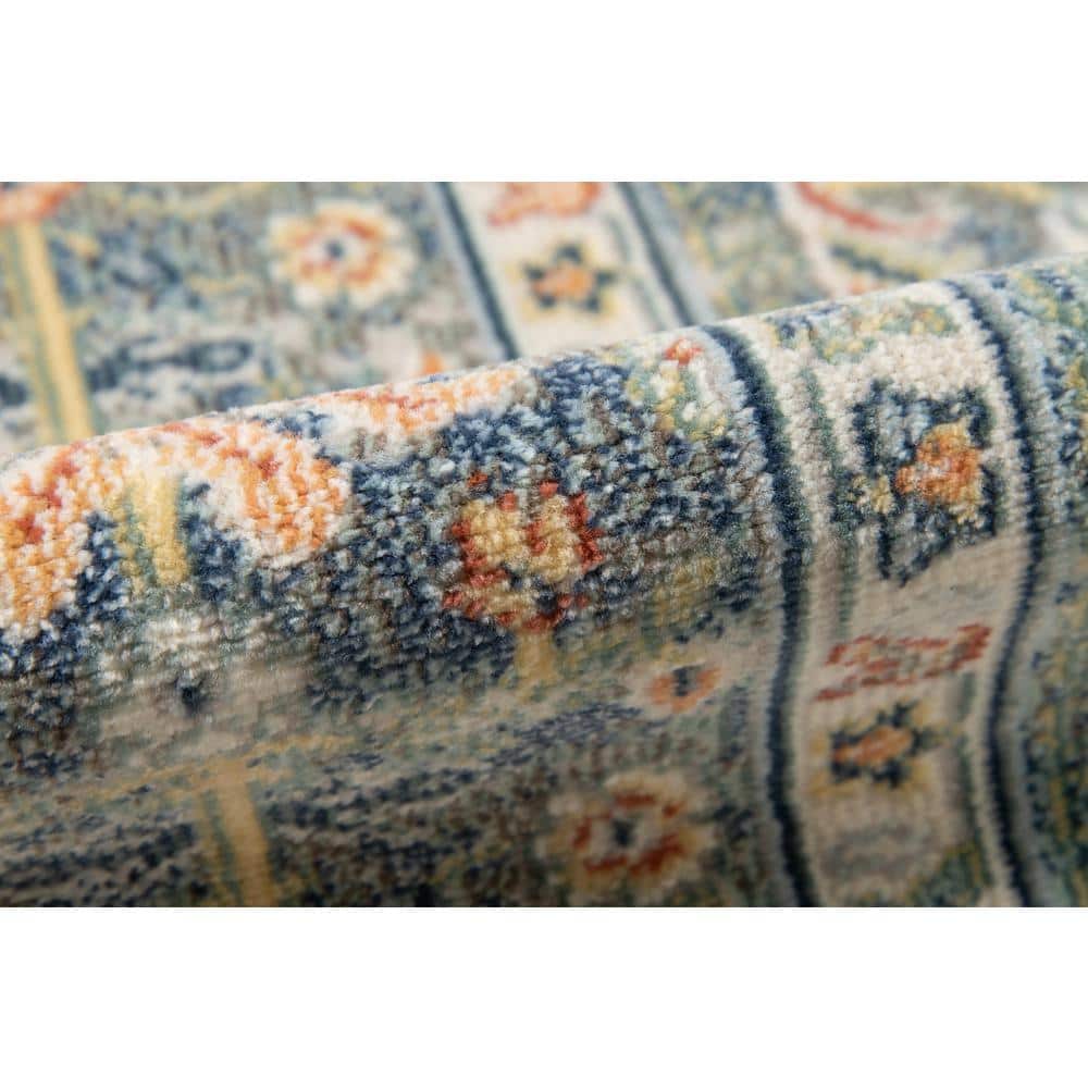 Blue Bohemian Synthetic Reversible 2x3 Area Rug