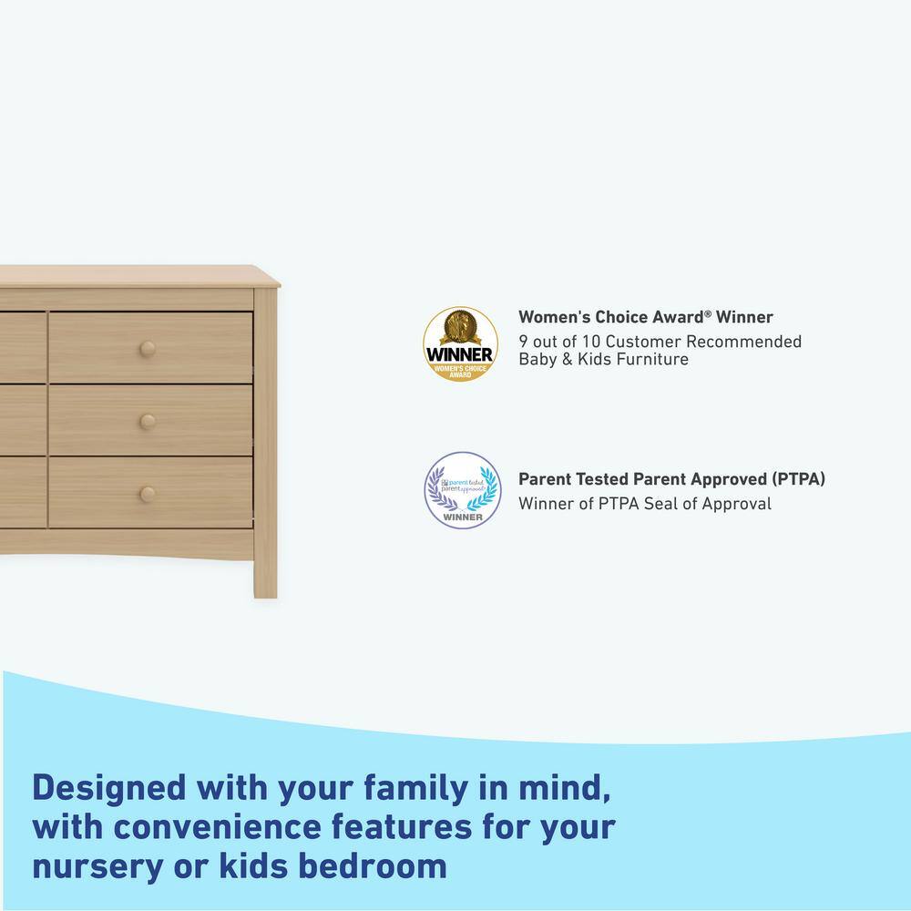 Driftwood 6-Drawer Double Dresser for Nursery