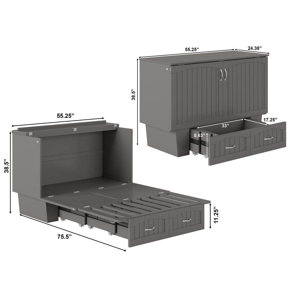 Nantucket White Murphy Bed Chest with Full Mattress - thumbnail 3