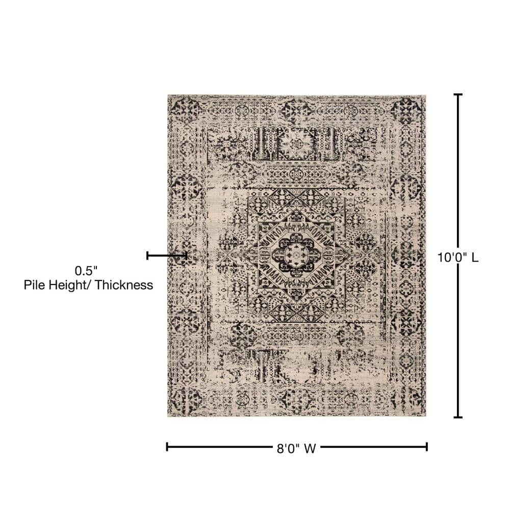 Chic Reversible Black/Ivory Synthetic 8' x 10' Area Rug