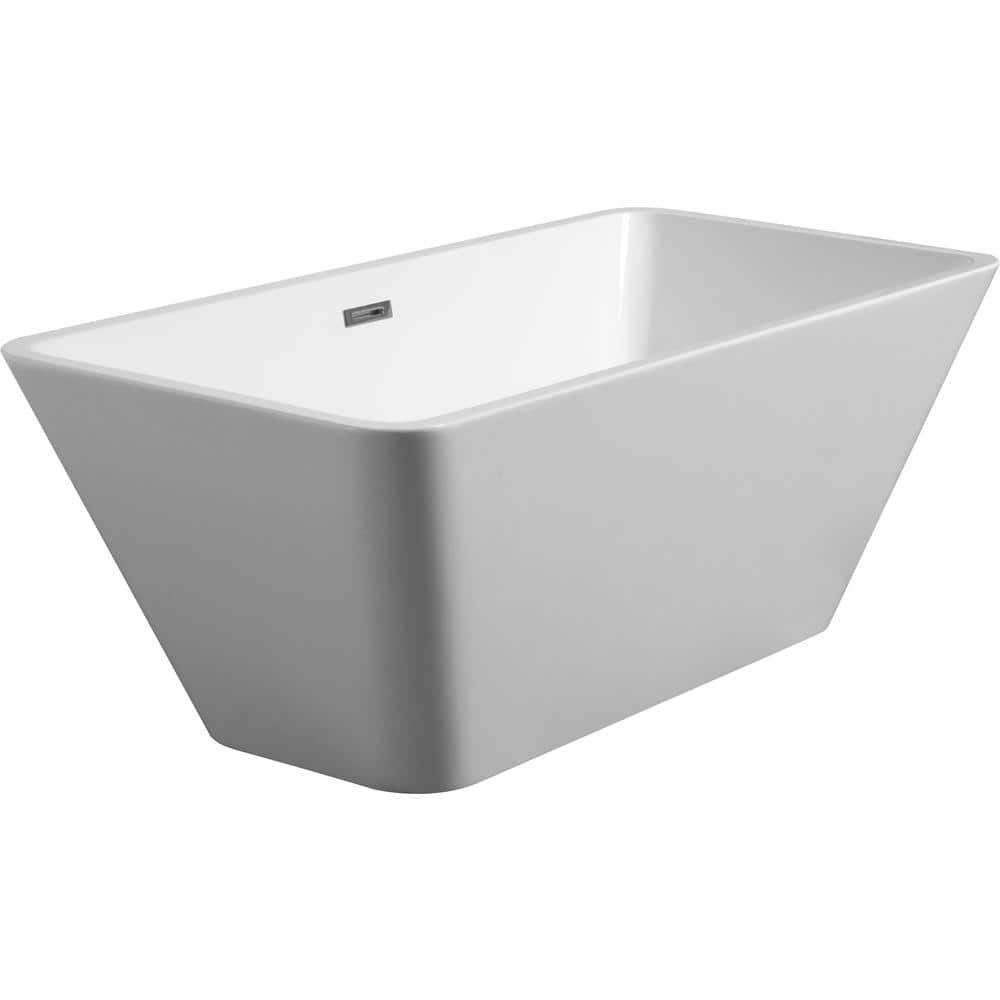 59 in. x 30 in. Soaking Bathtub with Center Drain in White