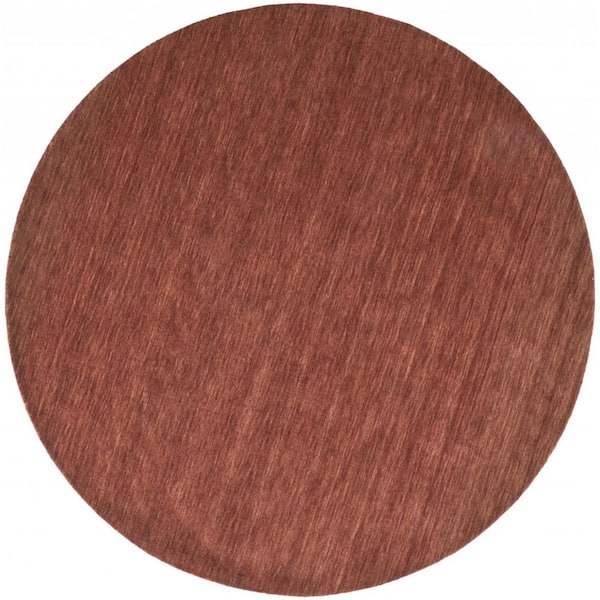 HomeRoots 10 ft. Round Orange, Red Solid Color Area Rug