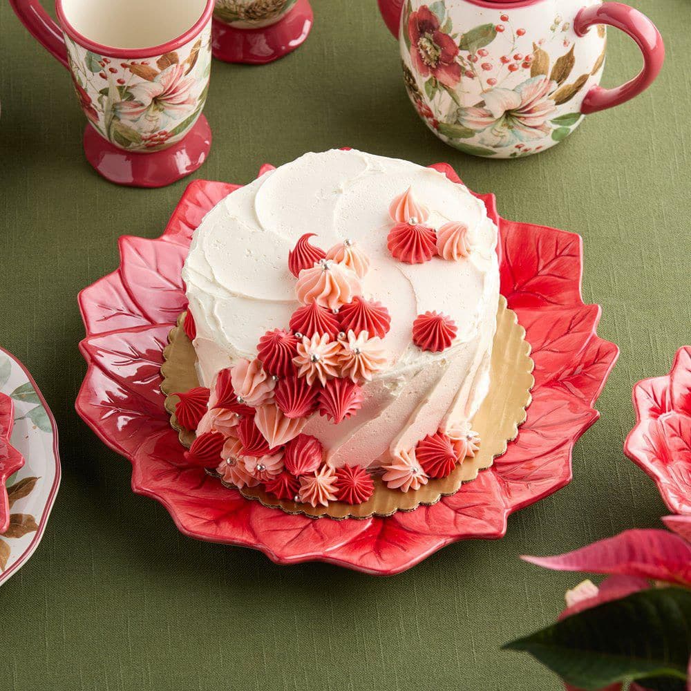 Winter Blooms 3-D Poinsettia 13 in. Assorted Colors Ceramic Platter price history on PriceWatchPro