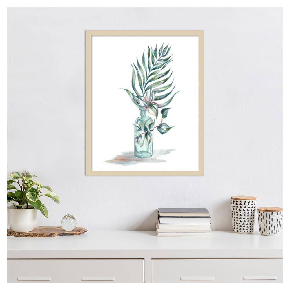 Island Tropics Frond in Bottle I Natural Wood Framed Wall Art