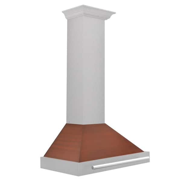 30 in. 400 CFM Convertible Wall Mount Range Hood in Fingerprint Resistant Steel with Copper Shell and Steel Handle
