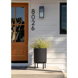 Demi 16 in. Raised with Stand Round Black Plastic Planter with Black Stand (2-Pack)