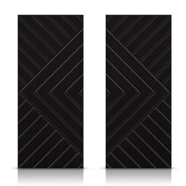 CALHOME 84 in. x 84 in. Hollow Core Black Painted Composite MDF Interior Double Closet Sliding Doors