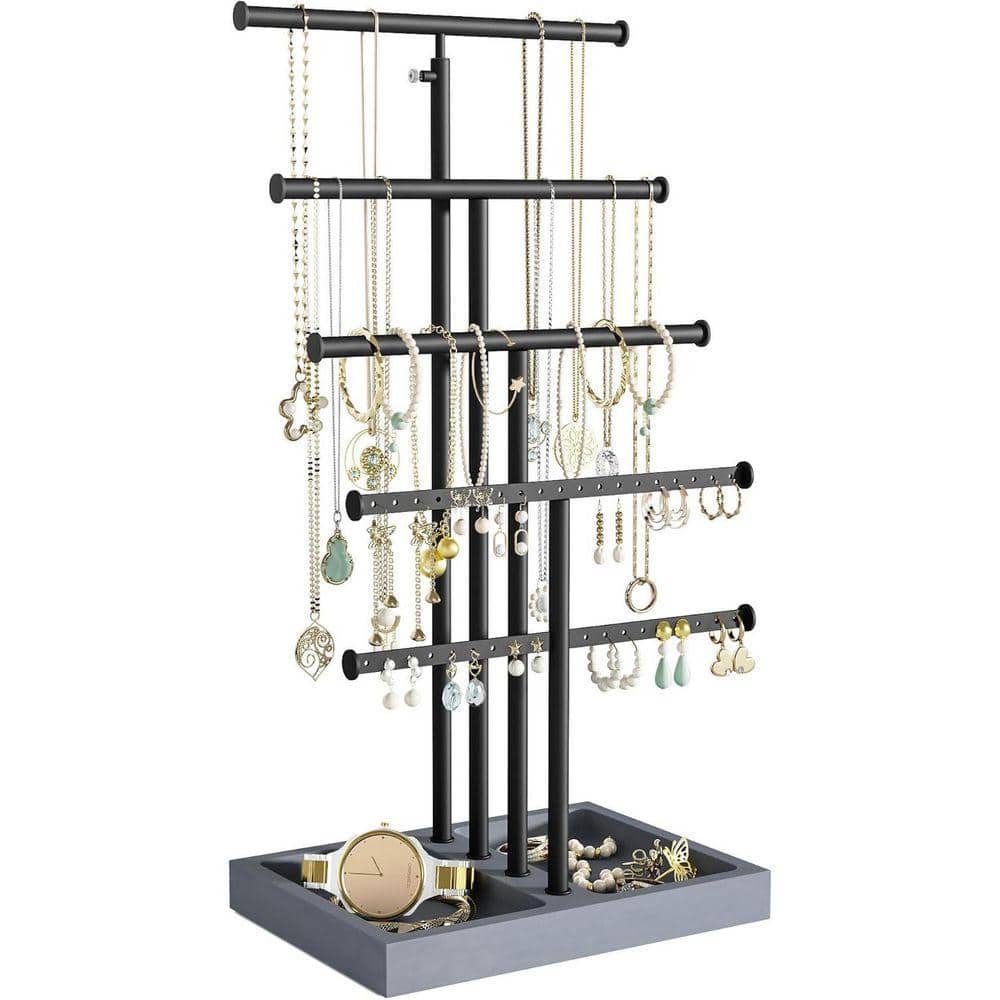 Weathered Grey 8.5 in. x 25 in. Metal Modern Jewelry Display Stand