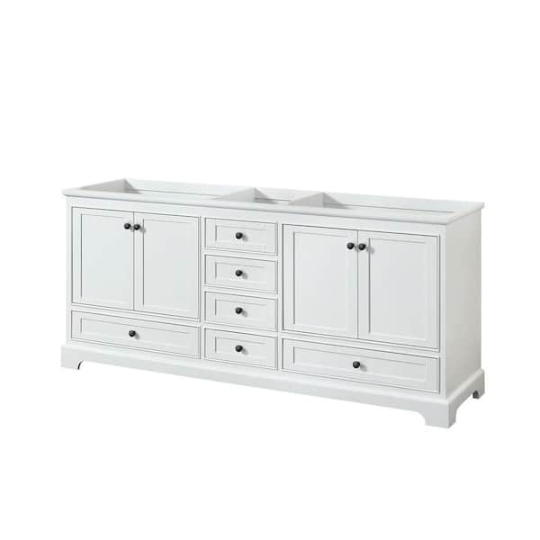 Wyndham Collection Deborah 79 in. W x 21.63 in. D x 34.25 in. H Double Bath Vanity Cabinet without Top in White
