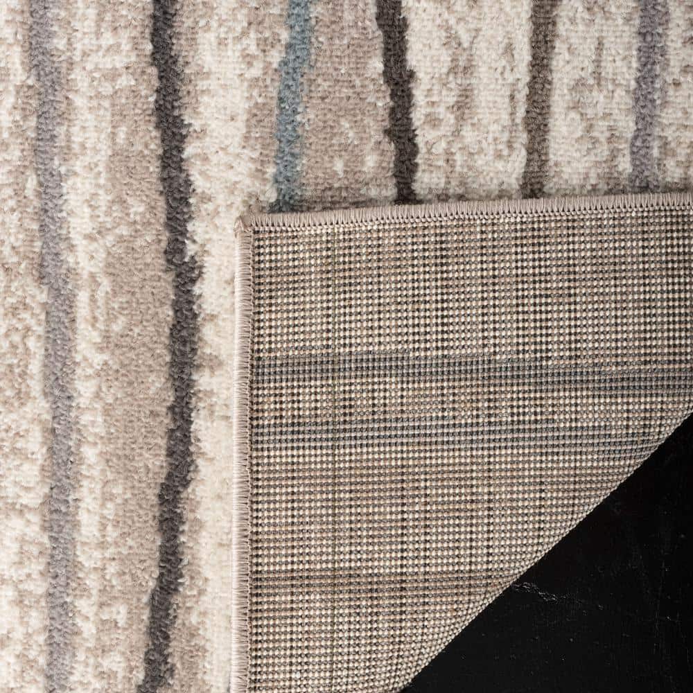 Amsterdam Cream and Beige 3' x 5' Striped Synthetic Area Rug