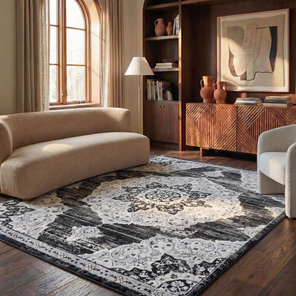 SAFAVIEH Brentwood 10 ft. x 13 ft. Black/Gray Geometric Area Rug