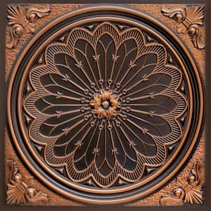 Rose Window Antique Copper 2 ft. x 2 ft. PVC Glue-up or Lay-in Ceiling Tile (200 sq. ft./case)