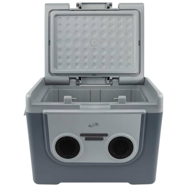 iLive IPX4 Water Resistant Suncooler Plus Wireless Speaker System with 22  qt. Cooler, Bluetooth 5.3, Gray IASB504G