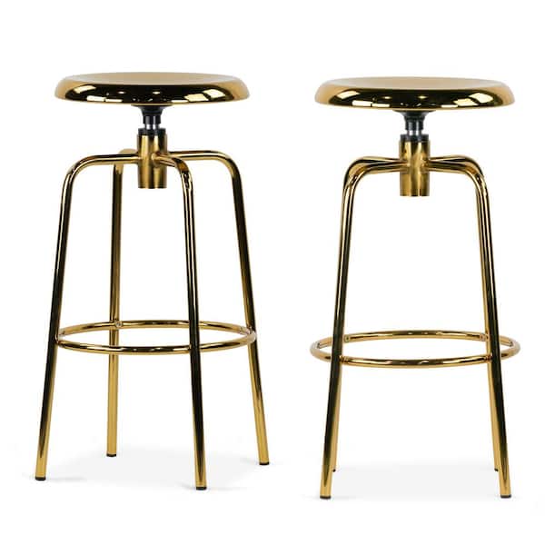 Glamour Home Ayala 26 in. Gold Chrome Metal Counter Stool Set of 2
