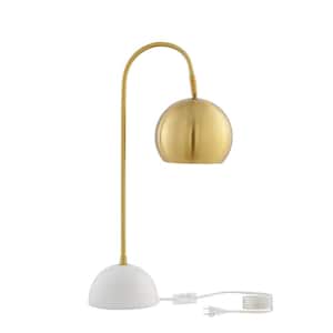 24 in. Brass Modern Integrated LED Bedside Table Lamp with Brass Metal Shade