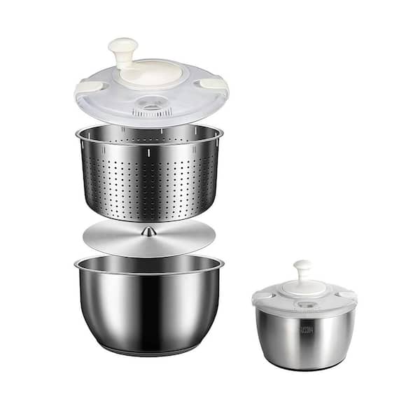 Salad Spinner with 6L Stainless Steel Bowl Filter Quick Spin Multifunctional Vegetable Fruit Washer Dryer