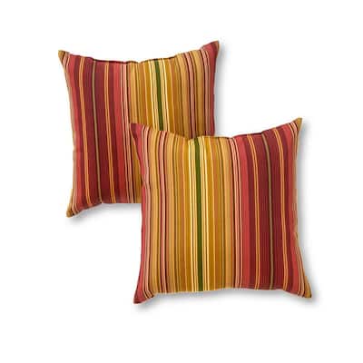 Tecoria Mustard Candy Stripe Outdoor Pillow Set 