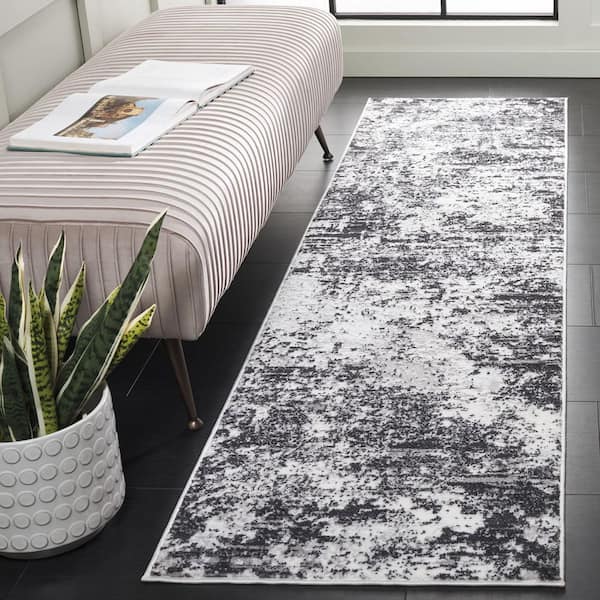 Amelia 700 2 ft. x 10 ft.Charcoal/Ivory Abstract Runner Rug