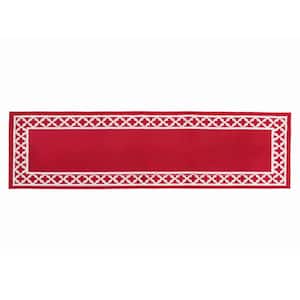 Tufted Red and White 2 ft. 2 in. x 8 ft. Collin Trellis Border Runner Rug