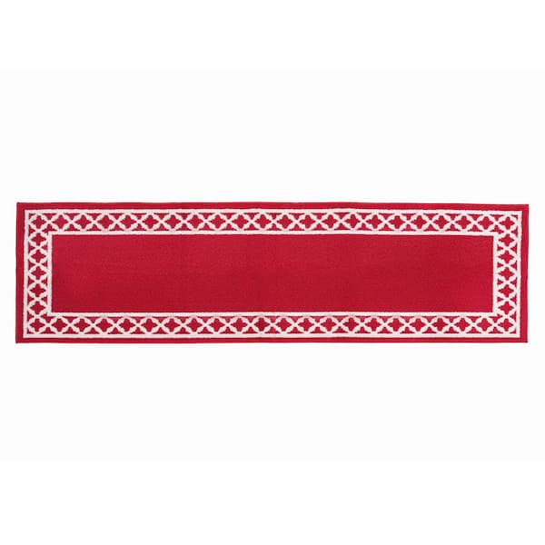 Nautica Tufted Red and White 2 ft. 2 in. x 8 ft. Collin Trellis Border Runner Rug