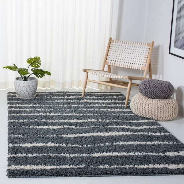 Venus 4 ft. x 6 ft. Dark Gray/Ivory Striped Area Rug