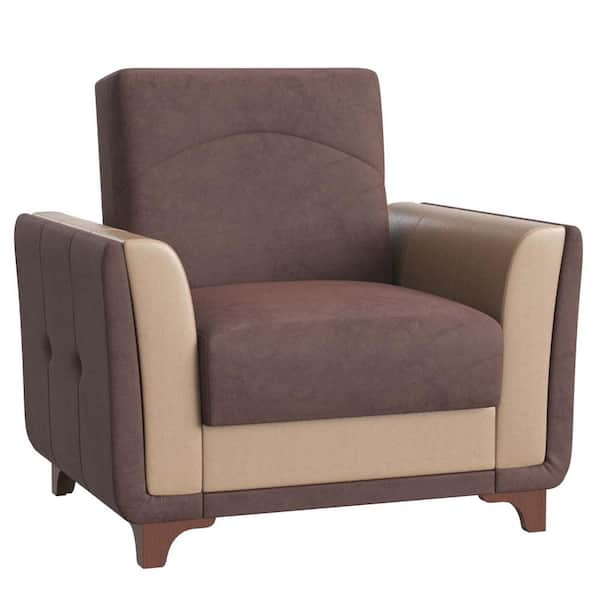 Ottomanson Victoria Collection Convertible Brown Armchair with Storage