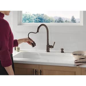 Capertee Single-Handle Pull Down Sprayer Kitchen Faucet with ShieldSpray Technology in Venetian Bronze