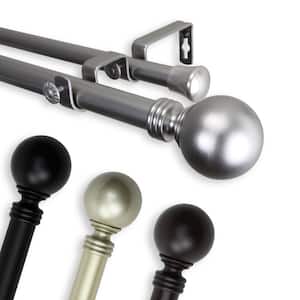 120 in. - 170 in. Double Curtain Rod in Satin Nickel with Finial
