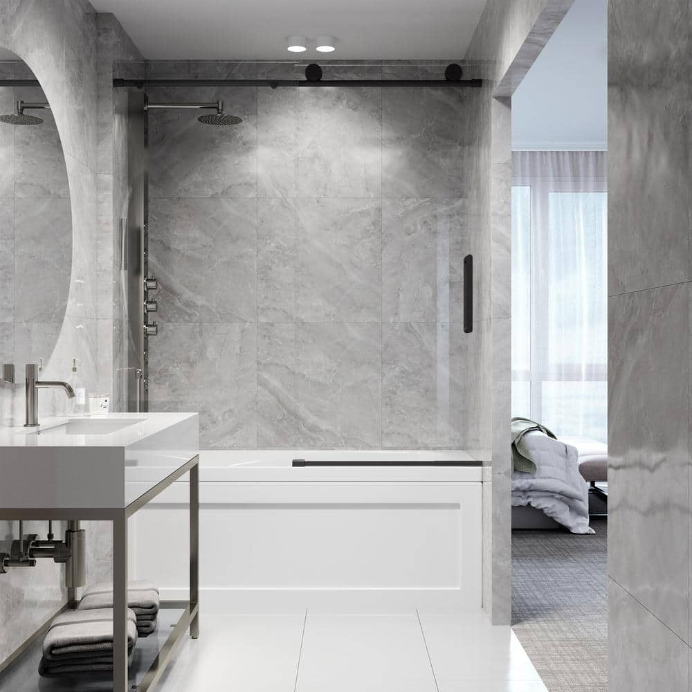 Elan 66" Frameless Sliding Tub Door with Matte Black Hardware