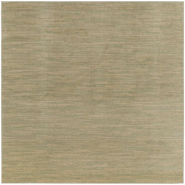 Essentials 5 ft. x 5 ft. Green Gold Abstract Contemporary Square Indoor/Outdoor Area Rug