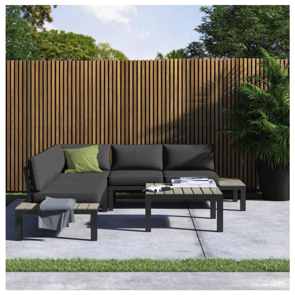 Lakeview 5-Person Outdoor Sectional Sofa with Charcoal Cushions