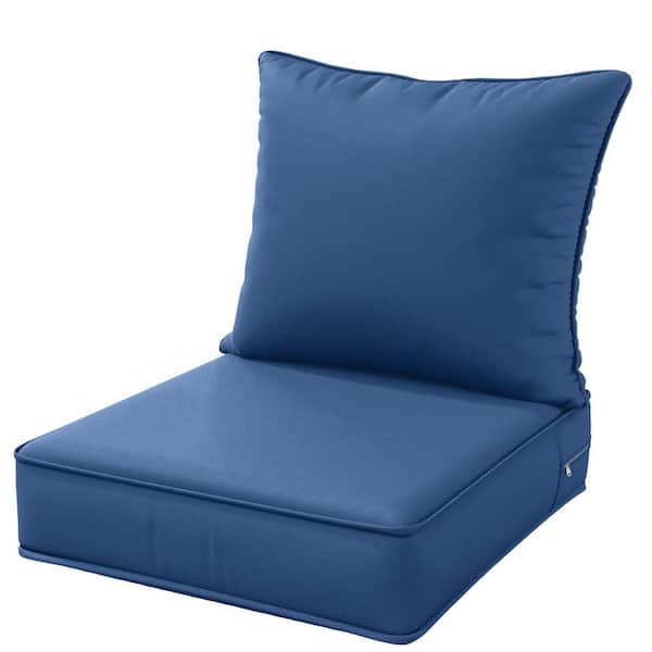 22 in. x 24 in. x 4 in. Square Outdoor Deep Seating Cushion Set Seat and Back Cushion for Lounge Chair Blue
