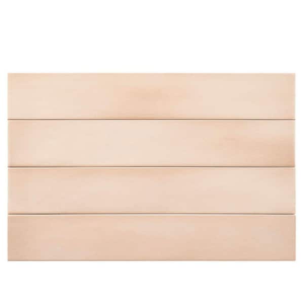 Fion Arezzo Beige 2.5 in. x 16 in. Mediterranean-Inspired Subway Glossy Ceramic Wall Tile Sample