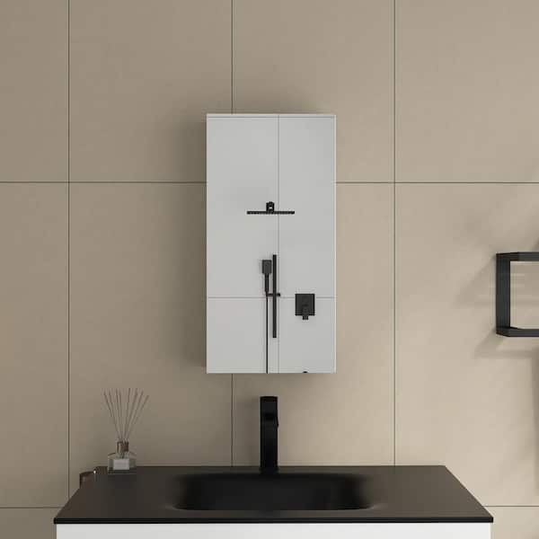 JimsMaison 12 in. W x 24 in. H Rectangular Aluminum Medicine Cabinet with Mirrors in Silver