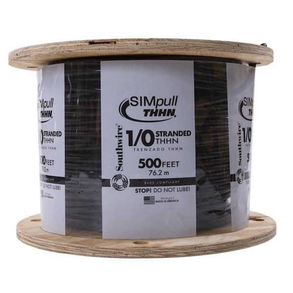Southwire 500 ft. 1/0 Black Stranded CU SIMpull THHN Wire